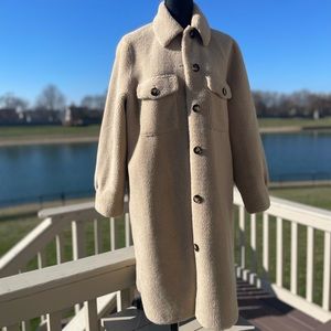 Rebecca Minkoff Women's Plush Long Shirt Jacket Tan  Size XL Large.